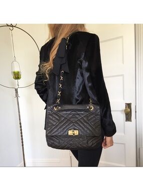 Lanvin Black leather quilted happy bag
